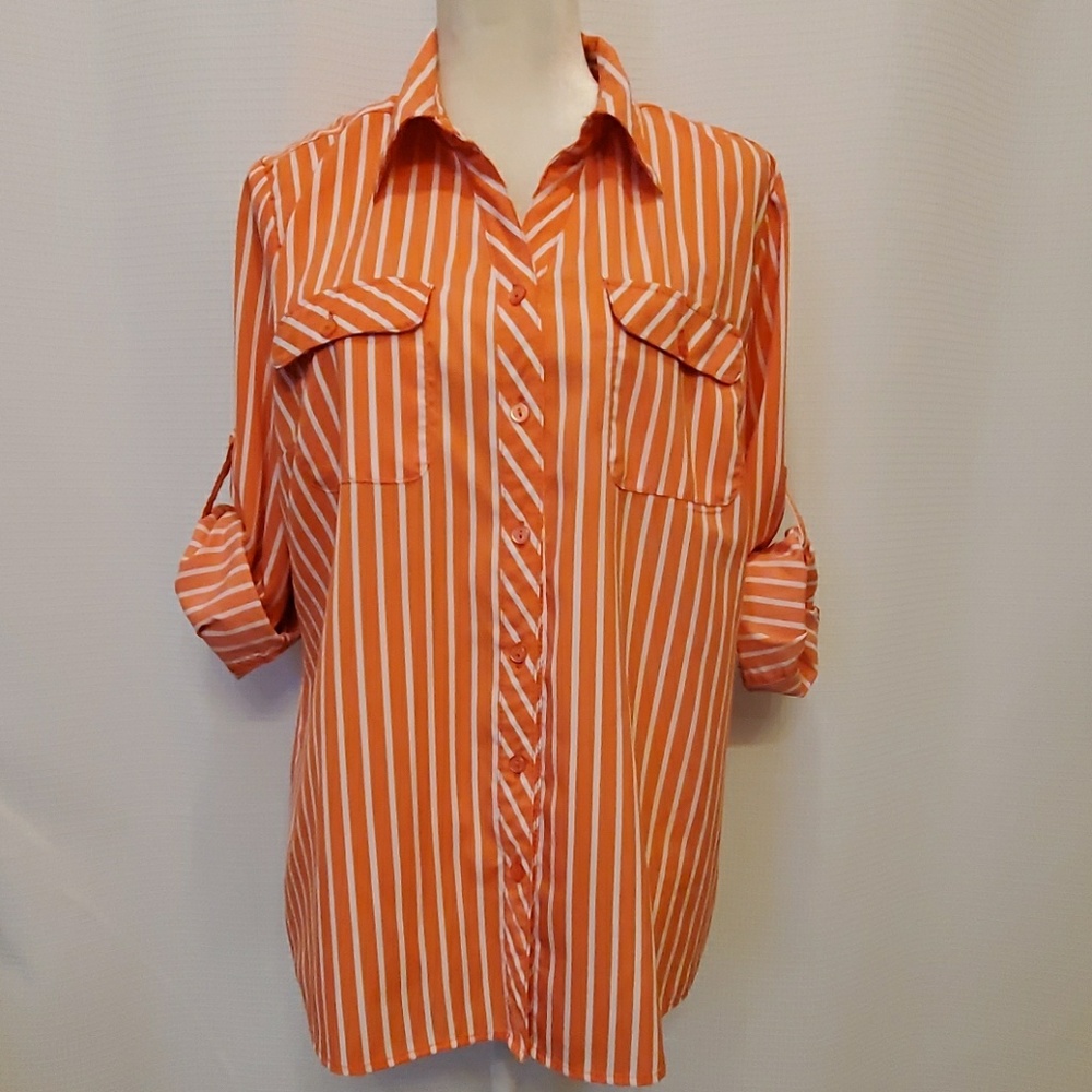 Pretty coral blouse, size Large. EUC